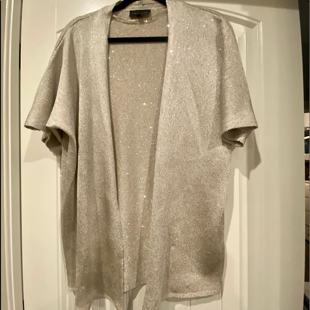 Champagne Sparkle Half Sleeve Open Cardigan